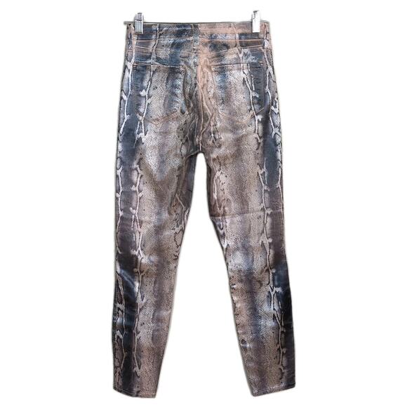 L'AGENCE Margot High Rise Skinny Jean Petal Snake Skin Crackle Foil Women's 27 - Picture 3 of 7